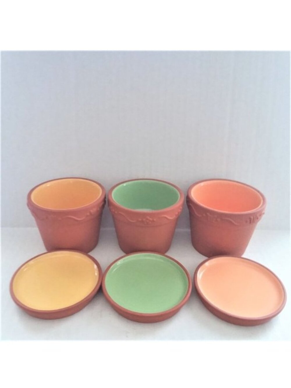 Candle Holders PartyLite Terra Cotta Mini Garden Pots Votive Trio RARE Retired - Picture 2 of 9